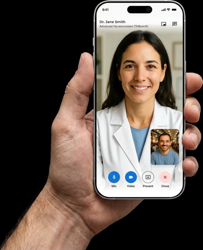 Care provider on a video call with a patient on their phone
